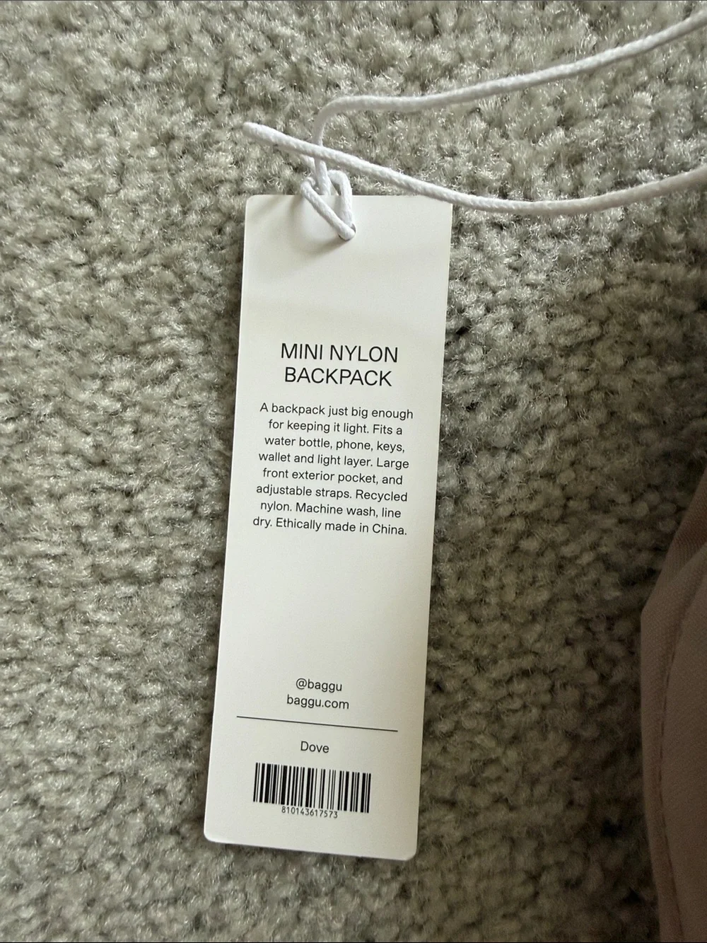 BAGGU Mini Nylon Backpack in Dove